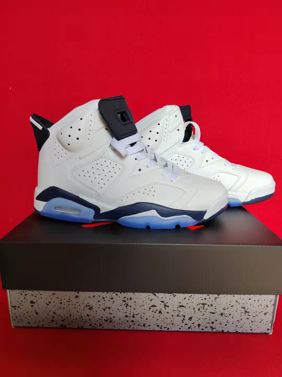 2021 Women Air Jordan 6 Retro White Black Blue Shoes